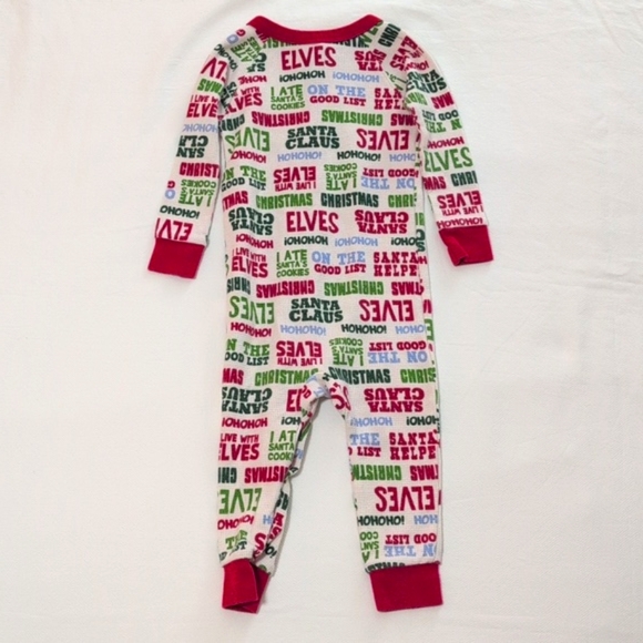 carter's christmas thermal waffle knit snap footless sleeper pajamas 18 months - Picture 6 of 6